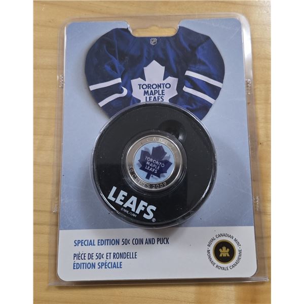2009 RCM “Toronto Maple Leafs” Special Edition 50 Cent Coin & Puck Set