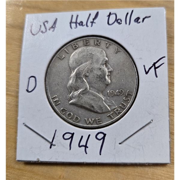 One 1949 American Silver Half Dollar.