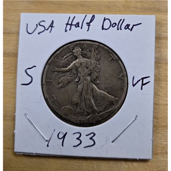 One 1933 American Silver Half Dollar.