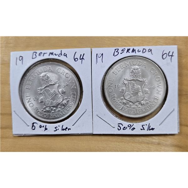Two 1964 Bermuda One Crown Coin