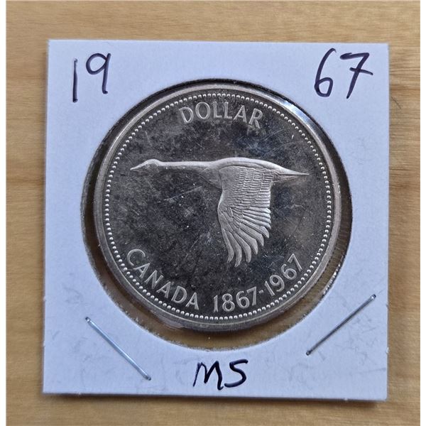 One 1967 Canadian “Centennial” Silver Dollar.