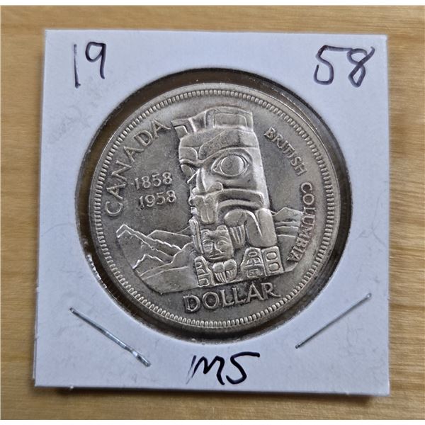One 1958 Canadian “Totem” Silver Dollar.