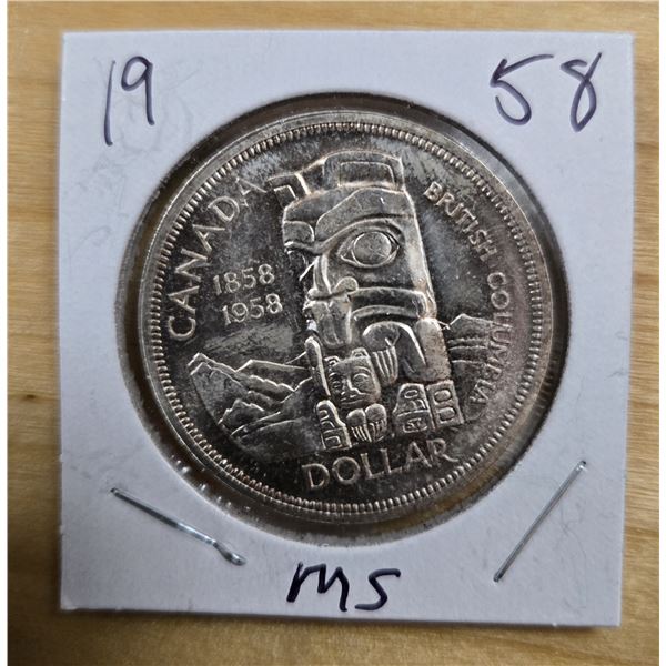 One 1958 Canadian “Totem” Silver Dollar.