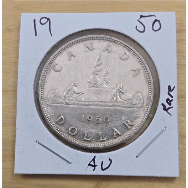 One 1950 ‘Rare’ Canadian Silver Dollar.