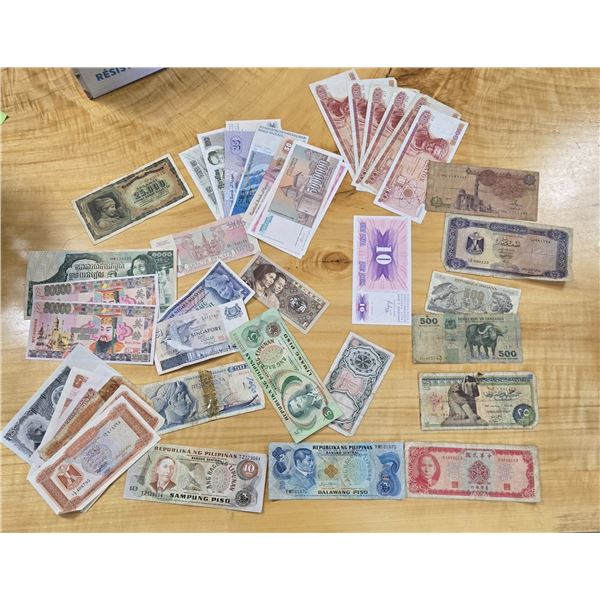 One Mixed Lot of Vintage Foreign Banknotes