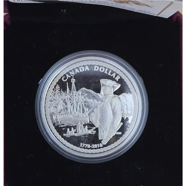 2018 RCM “240th Anniversary of Captain Cook at Nootka Sound” Fine Silver 1$ Coin.