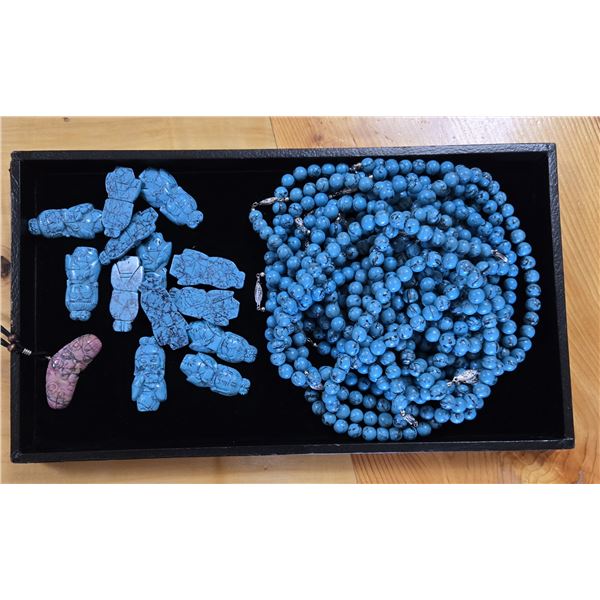 Collection of Eighteen Howlite Necklaces & Thirteen Howlite Carvings