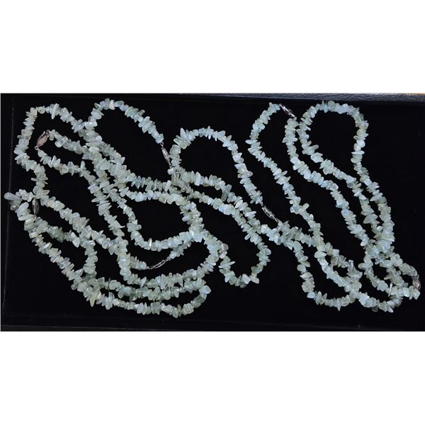 Seven 17” Jade Chip Necklaces