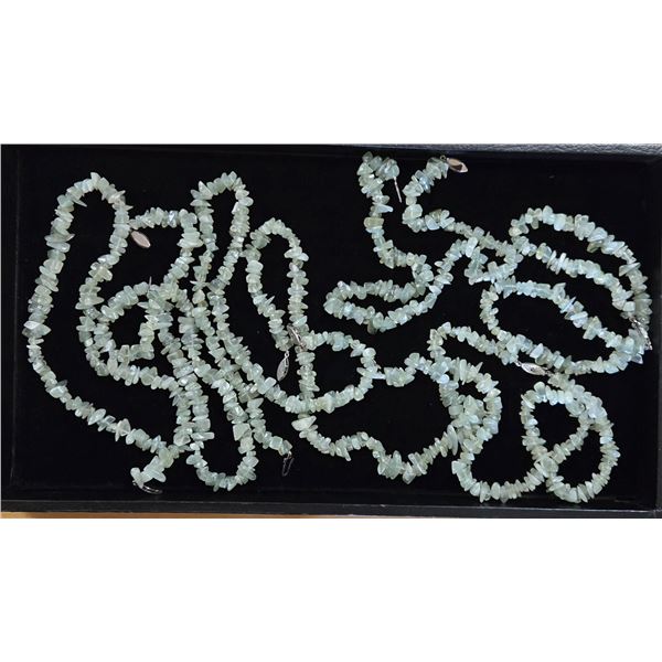 Seven 17” Jade Chip Necklaces