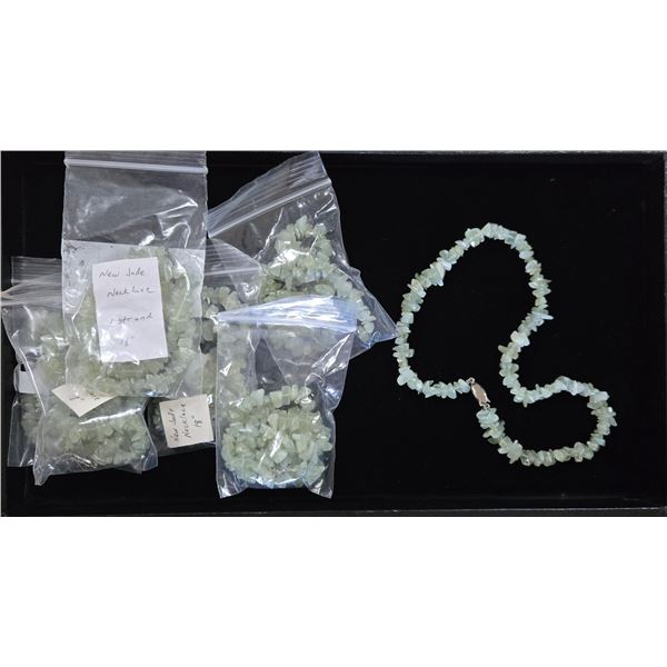 Six 17” Jade Chip Necklaces