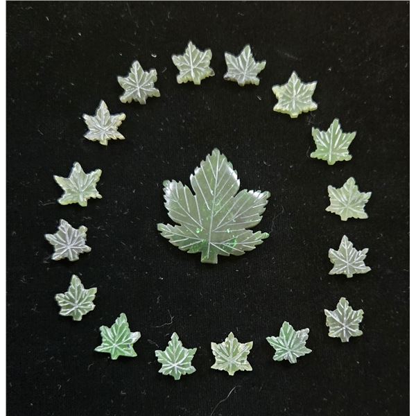 Collection of Seventeen Jade Maple Leaves