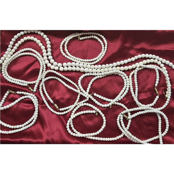 Ten Assorted Necklaces Made of Horn Beads