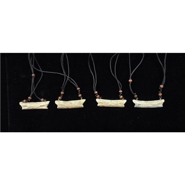Four Fossilized Coral Pendent Necklaces