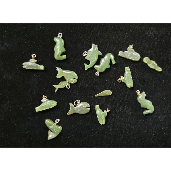 Twelve Small Jade Fish and Sea Creature Carvings