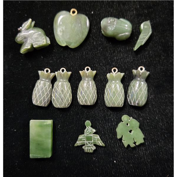 Six Assorted Jade Pendents & Four Assorted Jade Carvings