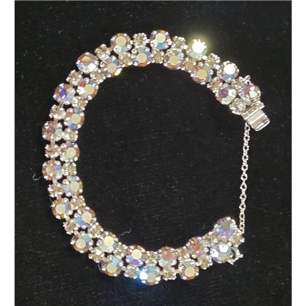 Vintage Sherman Rhinestone Bracelet with Safety Chain