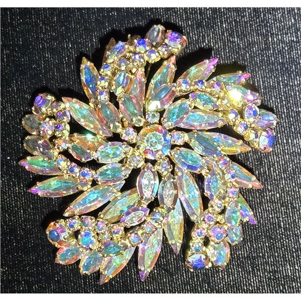 Vintage Sherman Large Rhinestone Brooch