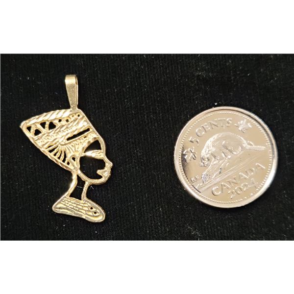 10 Karat Yellow Gold Filigree “Queen Neffertiti” Pendent