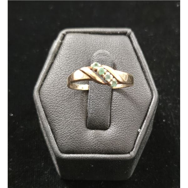 10 Karat Yellow Gold Ring with Four Mini Emeralds
