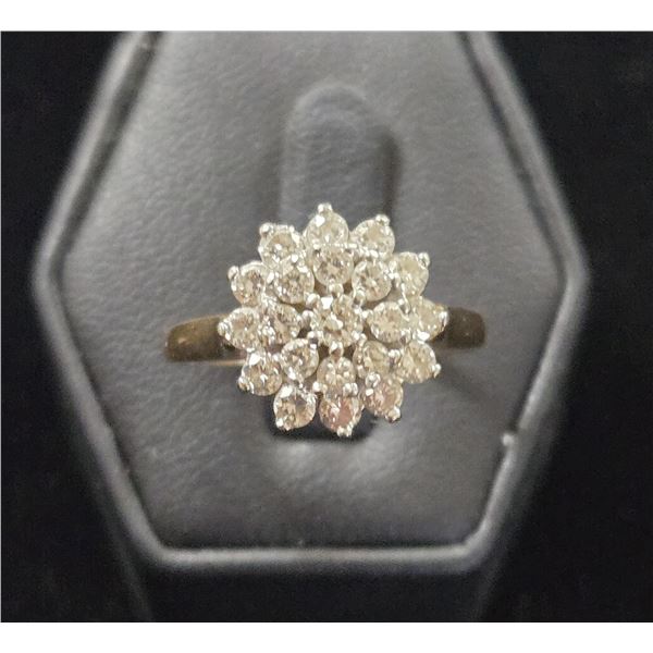 Mini Diamond Cluster 14 Karat Yellow Gold Dinner Ring