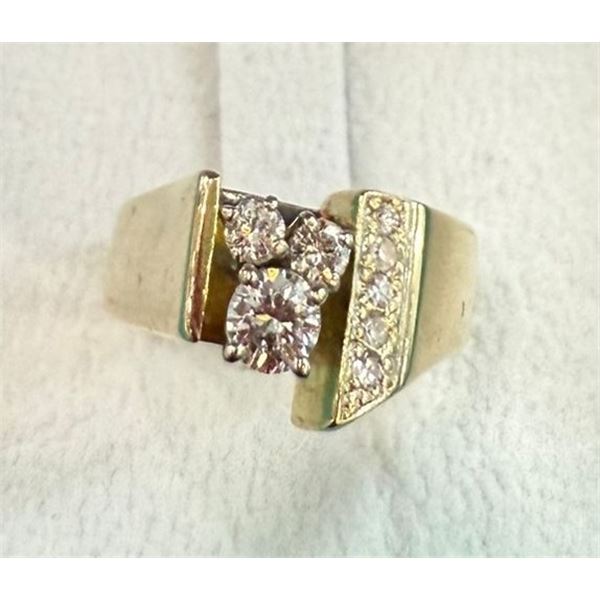 One Ladies 14 K Yellow Gold & Diamond Ring