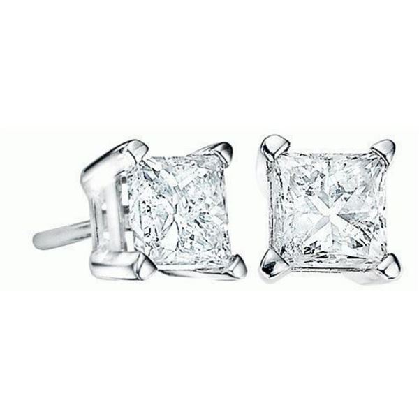 Gold & White Princess Diamond 4.00 Cts Earrings Studs