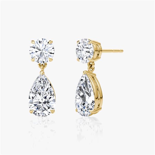 Gold & White Diamond 5.06 Cts Drop Earrings