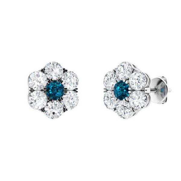 Gold Natural London Topaz Diamonds EarStuds