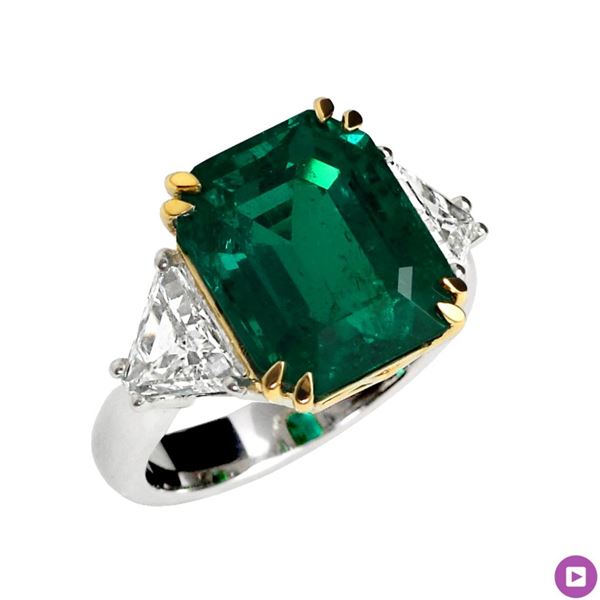 Emerald & Diamond 18k Gold Ring