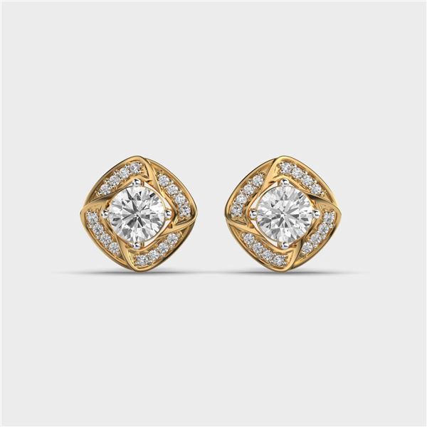 Gold & White Diamonds 2.50 Cts Ear Studs