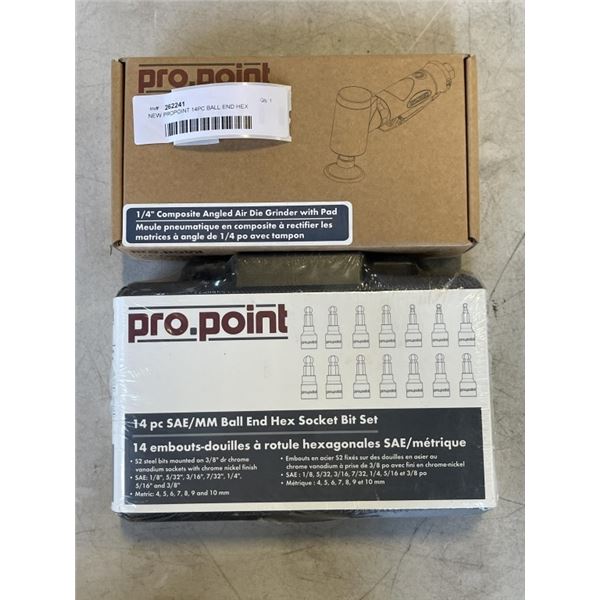 NEW PROPOINT 14PC BALL END HEX SOCKET SET AND 1/4" COMPOSITE ANGLE AIR DIE GRINDER W/ PAD