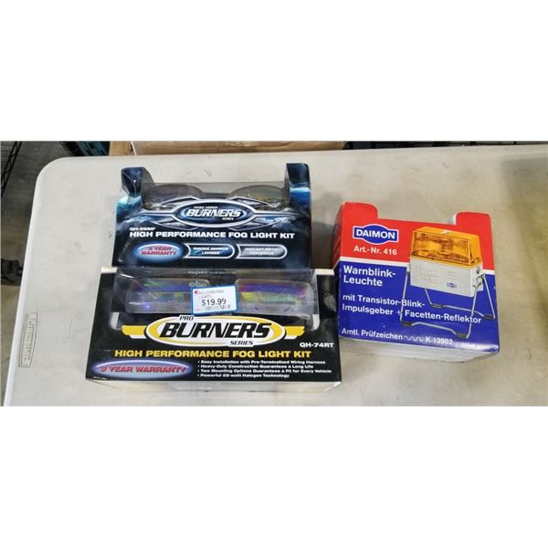 2 NEW BURNER FOG LIGHT KITS AND DAIMON TRANSISTOR BLINK LIGHT