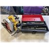 Image 1 : DEWALT ELECTRIC CIRCULAR SAW AND TOOLBOX WITH ASSORTED HARDWARE