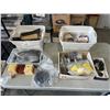 Image 1 : 2 SMALL TOTES OF ASSORTED VINTAGE CAR PARTS AND ELECTRICAL