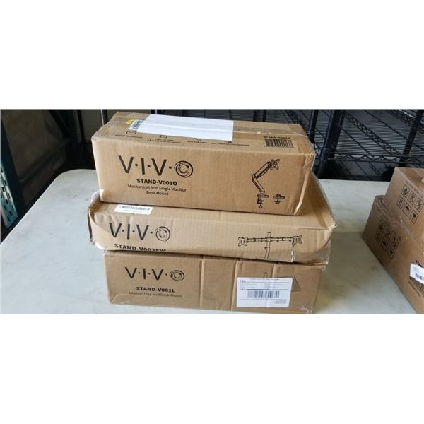 VIVO DUAL MONITOR DESK STAND, LAPTOP DESK MOUNT, AND SINGLE MONITOR ADJSTABLE DESK MOUNT