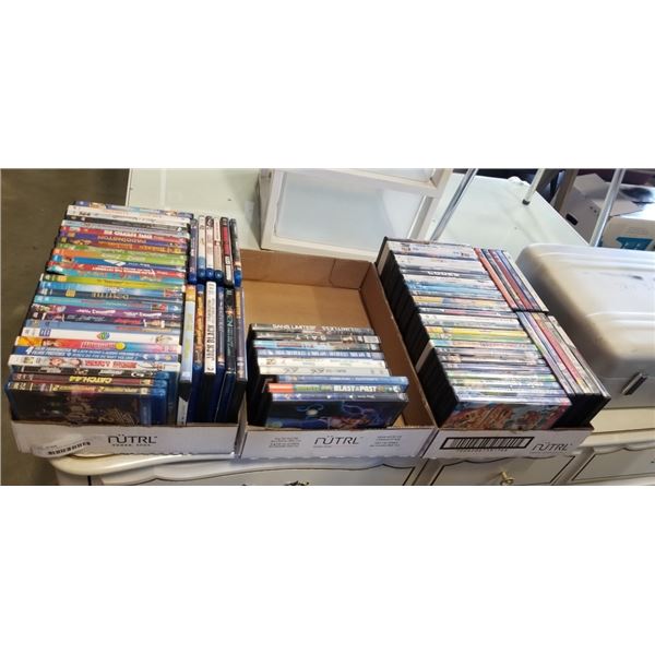 3 TRAYS OF DVDS INCLUDING BLU-RAYS