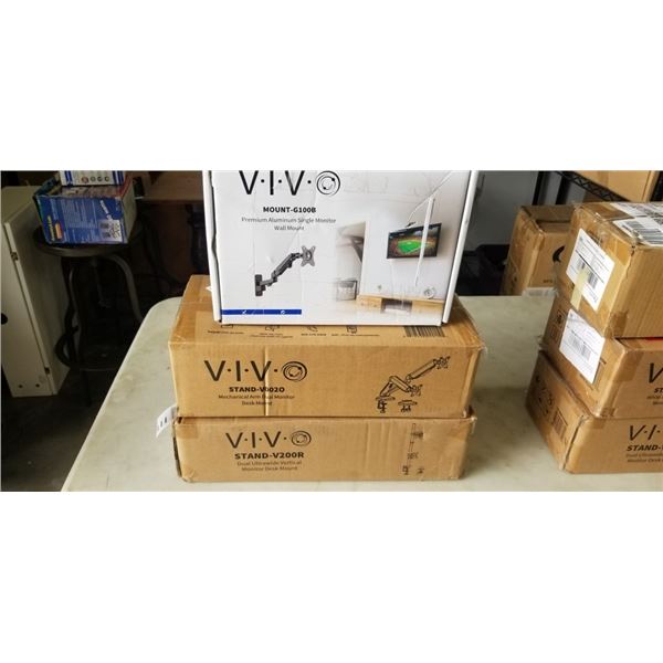 VIVO MECHANICAL ARM DUAL MONITOR DESK MOUNT, VIVO DUAL ULTRAWIDE VERTICAL MONITOR DESK MOUNT, AND PN
