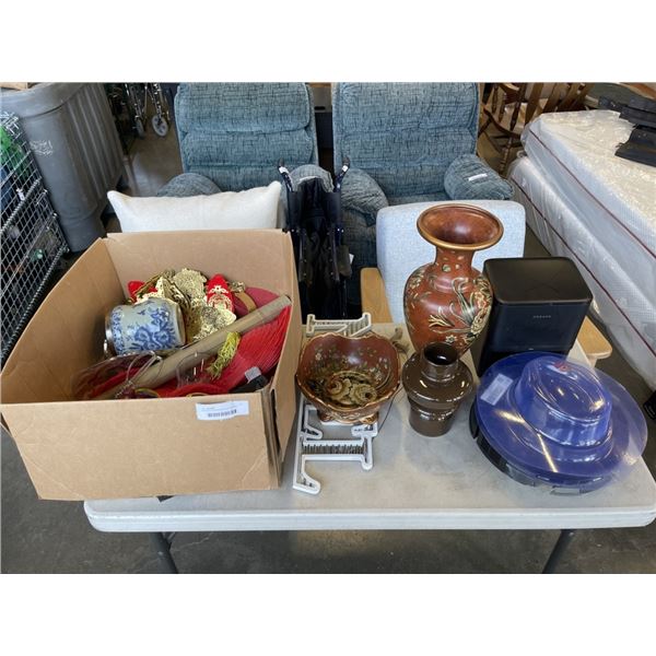 ASSORTED HOUSEHOLD AND EASTERN DECOR AND STORE RETURN ROBOT VACUUM