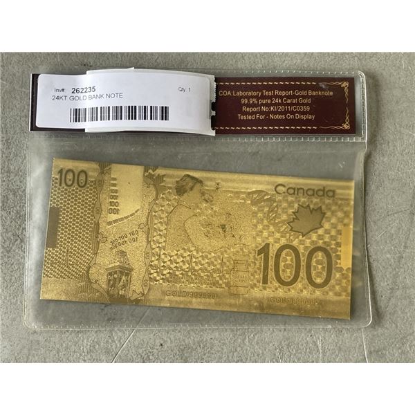 24KT GOLD BANK NOTE