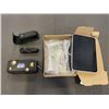 Image 1 : 2 SECURITY SOLAR PANEL HOLDERS, BLUE TOOTH SPEAKER,  AND MULTI TOOL