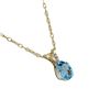 Image 2 : 10KT YELLOW GOLD NATURAL BLUE TOPAZ (0.83CT) PEAR SHAPE PENDANT WITH GOLD PLATED STERLING SILVER CHA