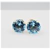 Image 1 : 10KT YELLOW GOLD NATURAL BLUE TOPAZ 6MM EARRING, RETAIL $400.00.