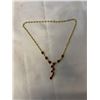 Image 1 : GOLD PLATED WITH RUBY STONES LAVALIERE NECKLACE