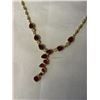 Image 2 : GOLD PLATED WITH RUBY STONES LAVALIERE NECKLACE