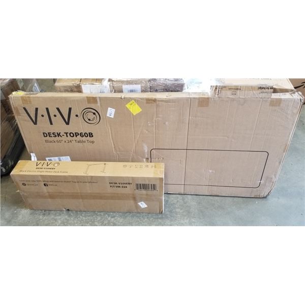 VIVO BLACK 60 X 24 ELECTRIC SIT TO STAND DESK WITH BLACK SINGLE MOTOR FRAME