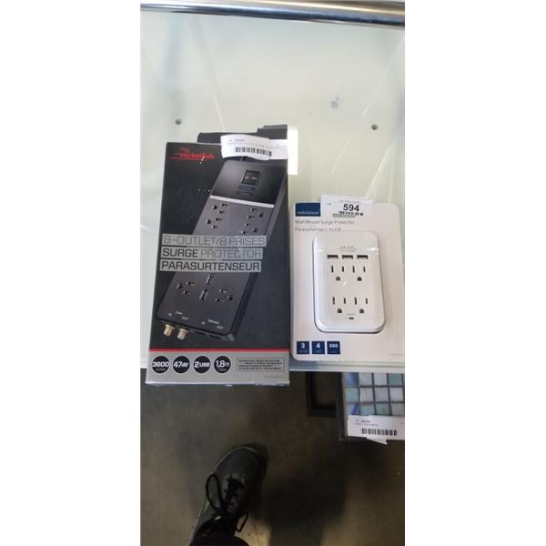 ROCKETFISH 8 OUTLET SURGE PROTECTOR POWER BAR AND WALL MOUNT SURGE PROTECTOR