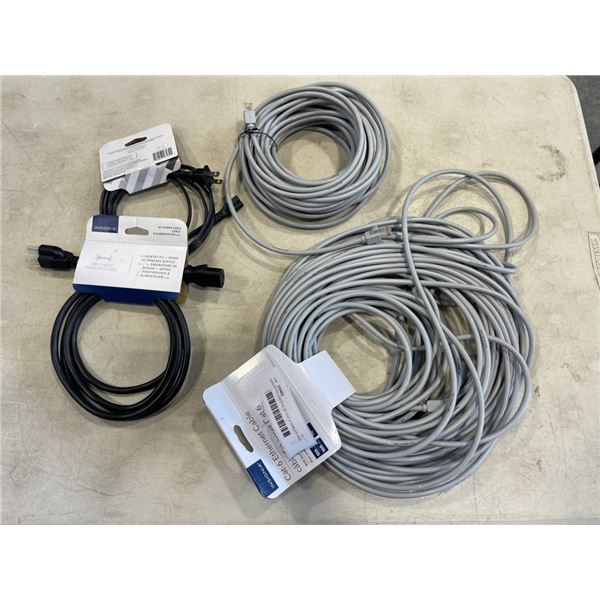 ASSORTED LENGTHS OF CAT 6 CABLES AND POWER CABLES