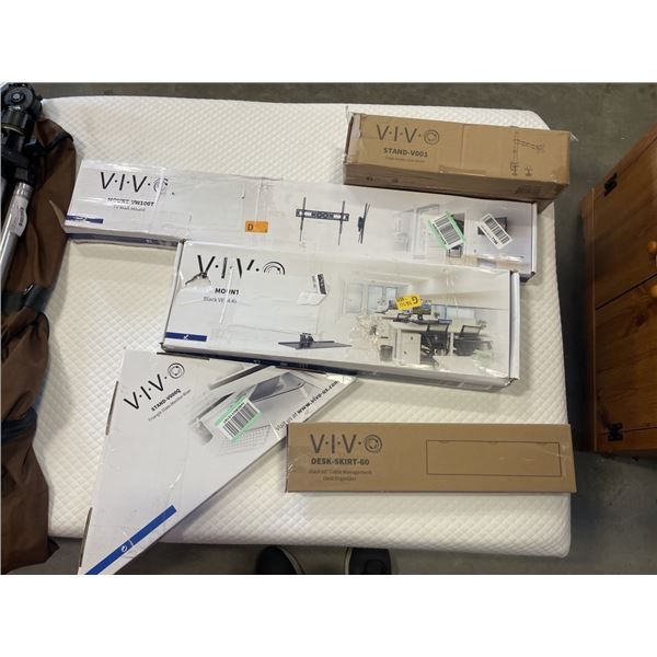 VIVO SINGLE MONITOR MOUNT, KEYBOARD TRAY, TRIANGLE RISER, CABLE MANAGEMENT AND TV MOUNT