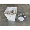Image 1 : LARGE TOTE OF ASSORTED HOUSEHOLD DISHES, GLASSWARE ETC