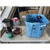 Image 1 : KITCHEN AID BLENDER, CUSINART COFFEE MAKER, STORAGE BINS, SWIFFER PADS, MARBLE MORTAR AND PEDESTAL E